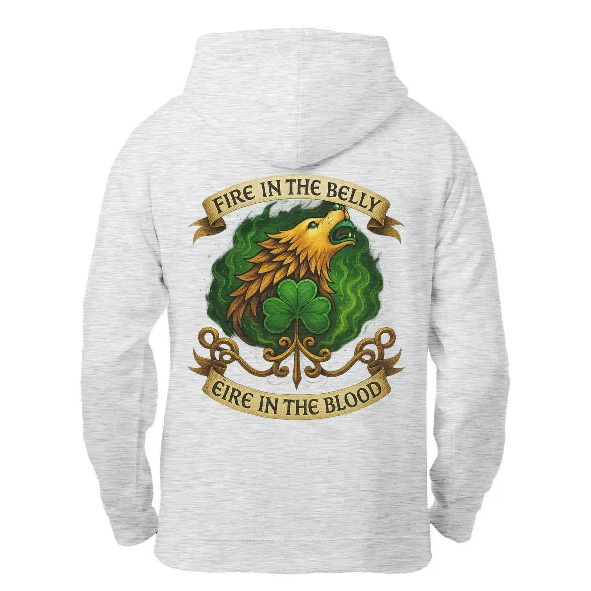 Irish Zip Hoodie - Fire in the Belly, Unisex Streetwear - Celtic Wolfwear