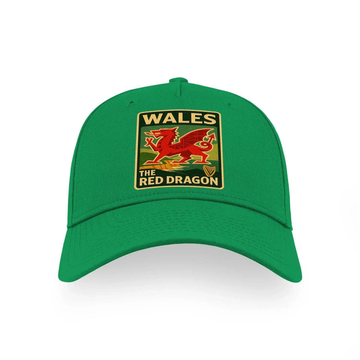 Green baseball cap with Wales Red Dragon front crest