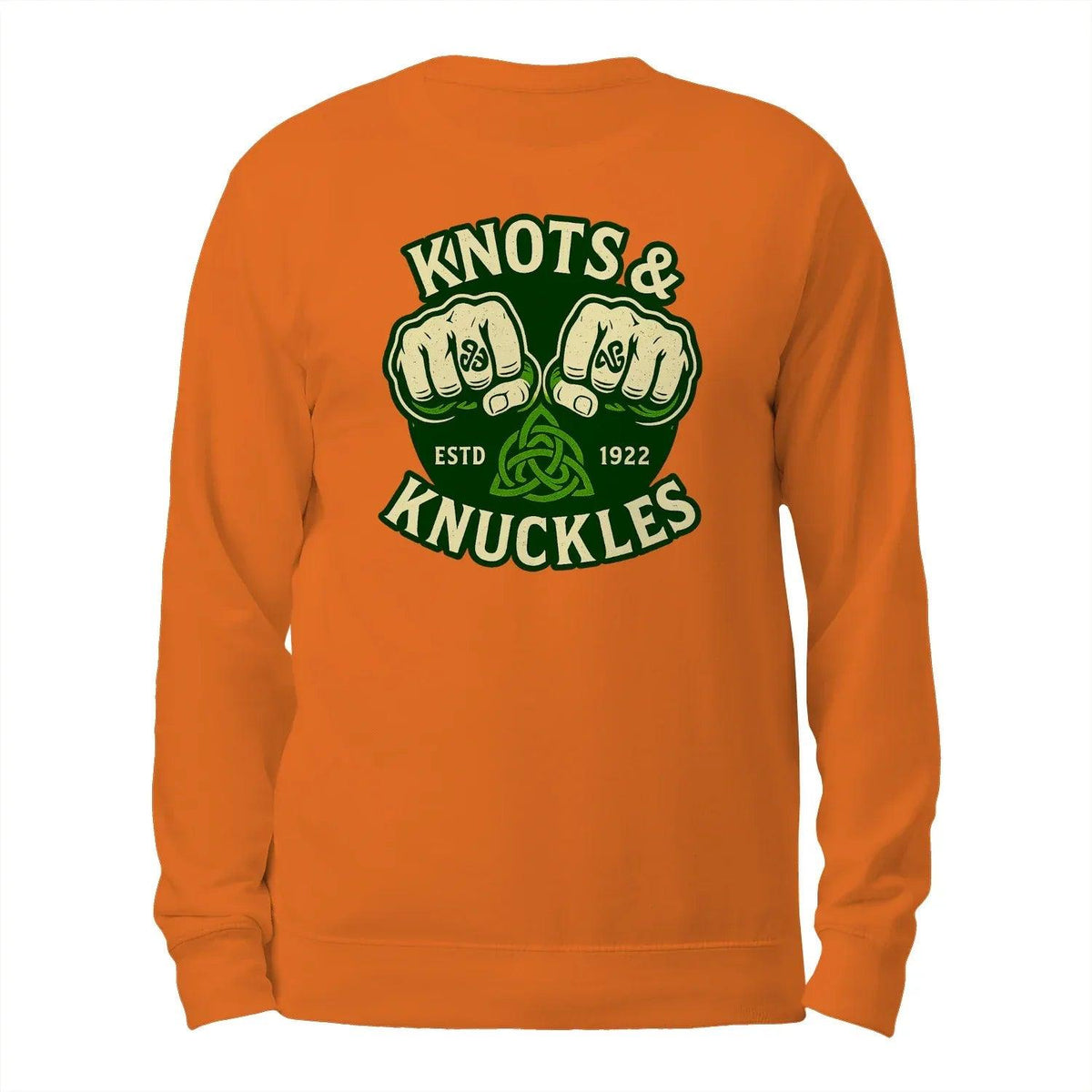 Orange crewneck sweatshirt with plain back