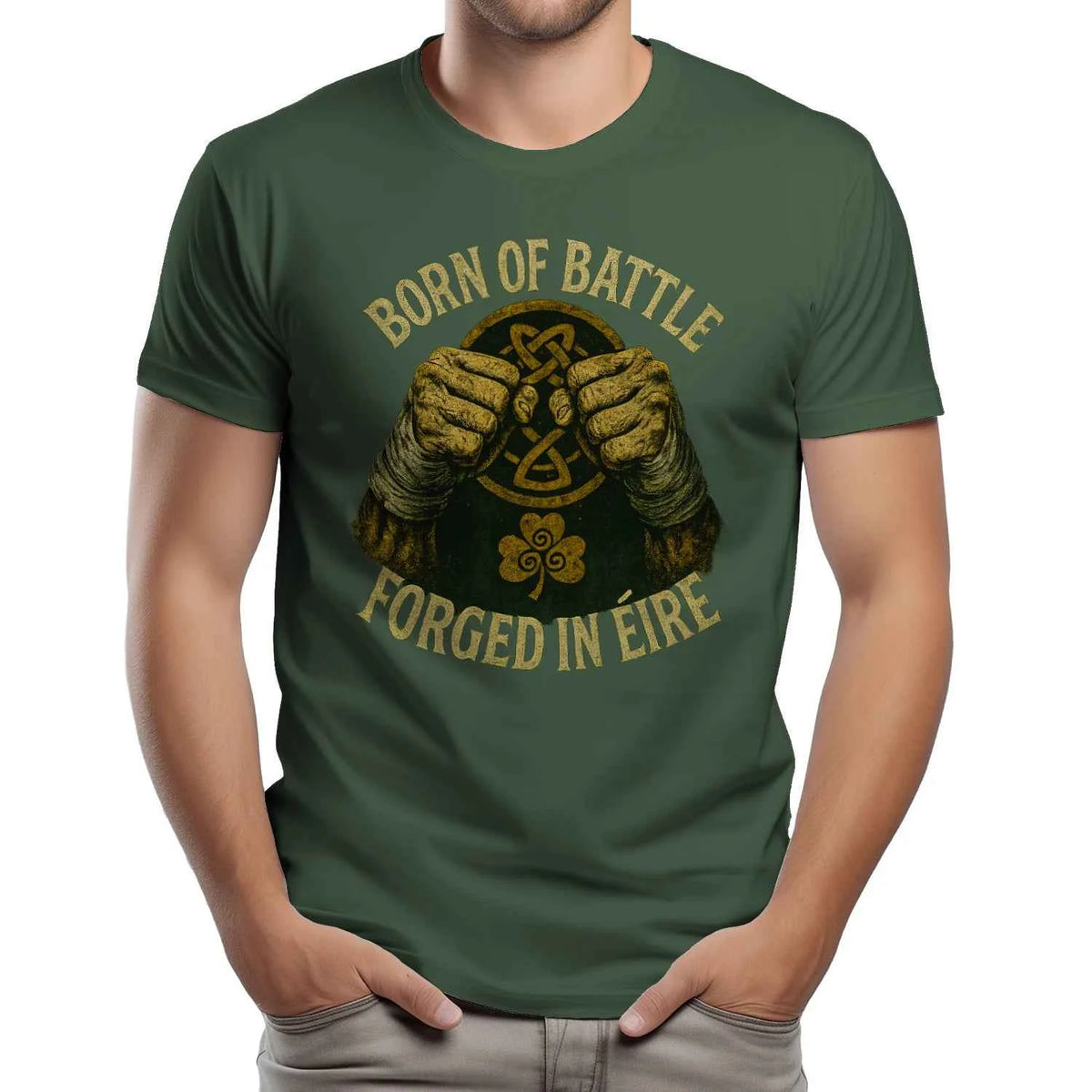 Irish T-Shirt - Born of Battle Forged Unisex Streetwear - Celtic Wolfwear