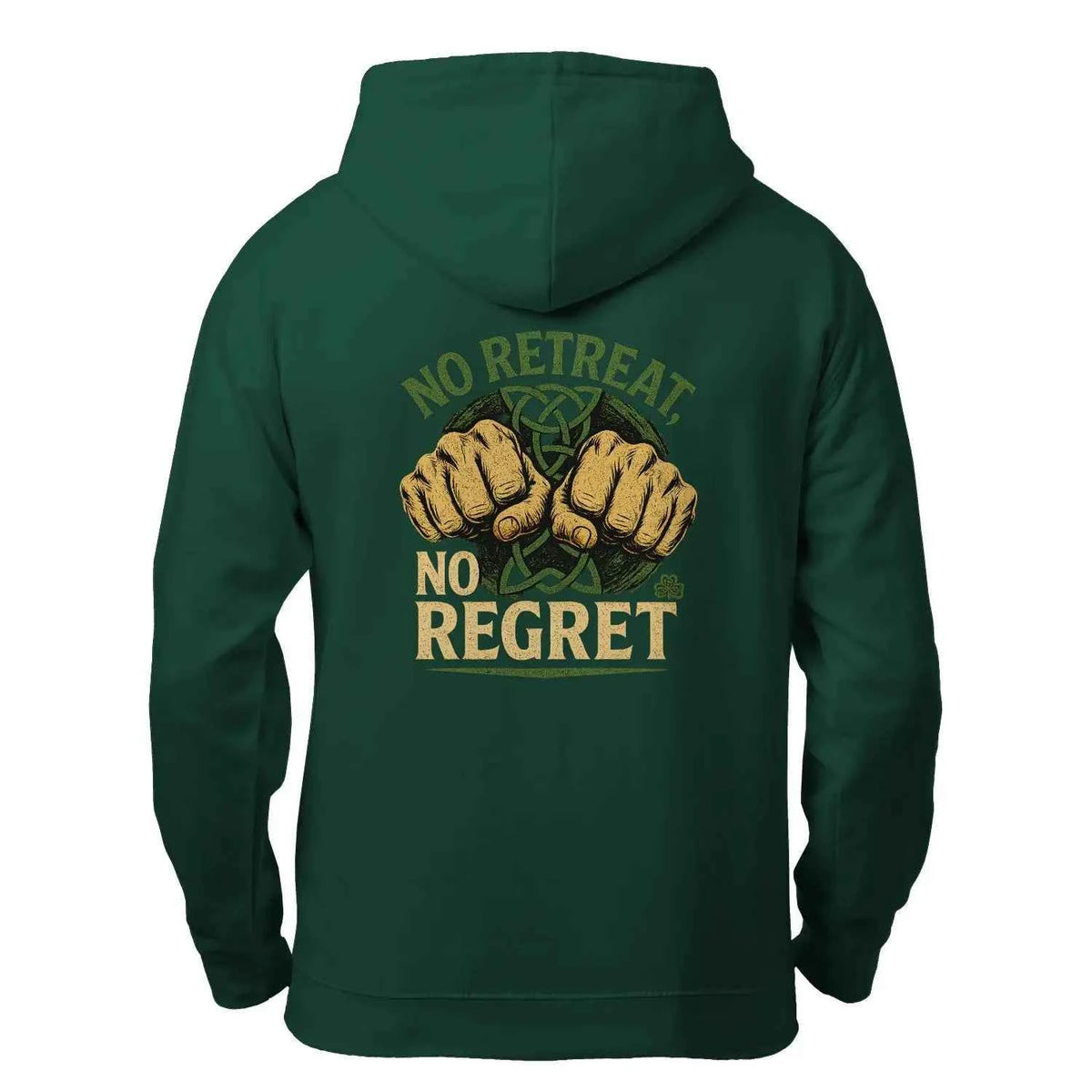 Irish Zip Hoodie - No Retreat No Regret Unisex Streetwear - Celtic Wolfwear