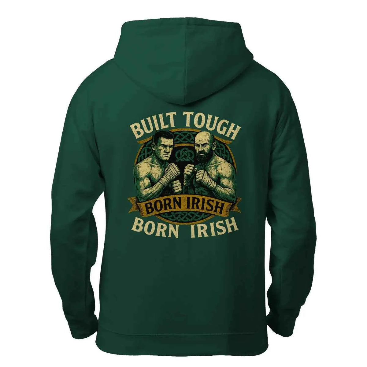 Irish Built Tough Born Cotton Zip Hoodie — product detail view