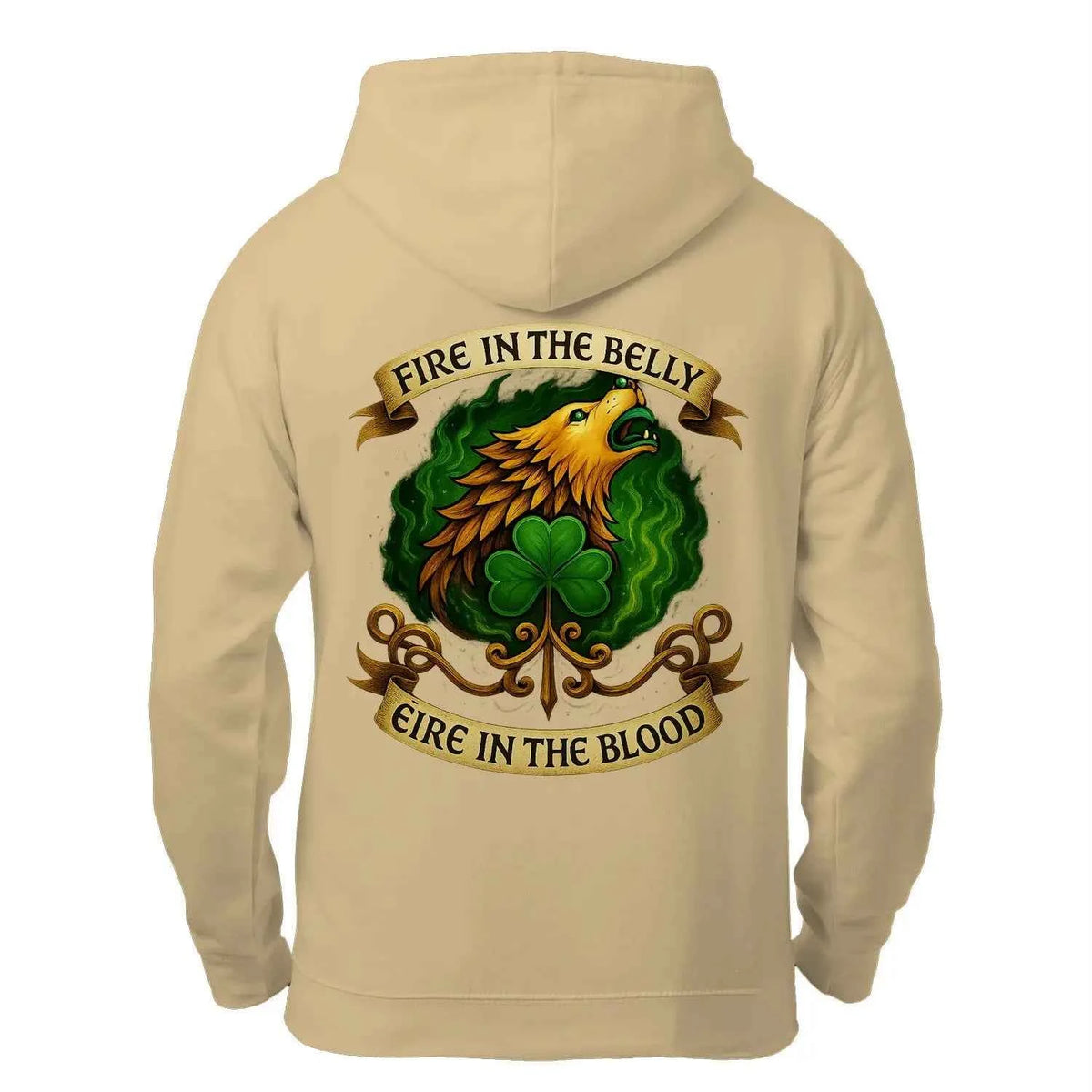 Irish Zip Hoodie - Fire in the Belly, Unisex Streetwear - Celtic Wolfwear