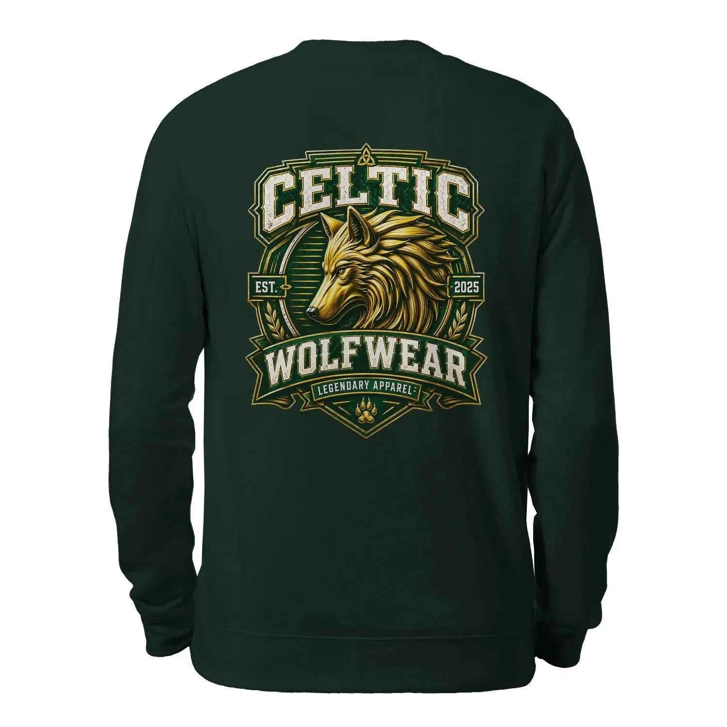 Dark green sweatshirt with large back graphic logo, crew neck and long sleeves