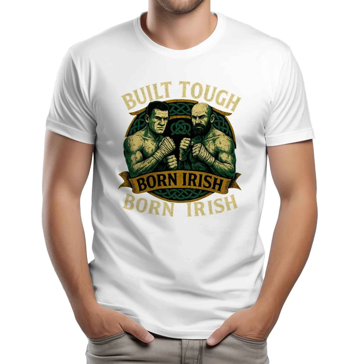 Irish T-Shirt - Born Built Tough, Unisex Matchday Wear - Celtic Wolfwear