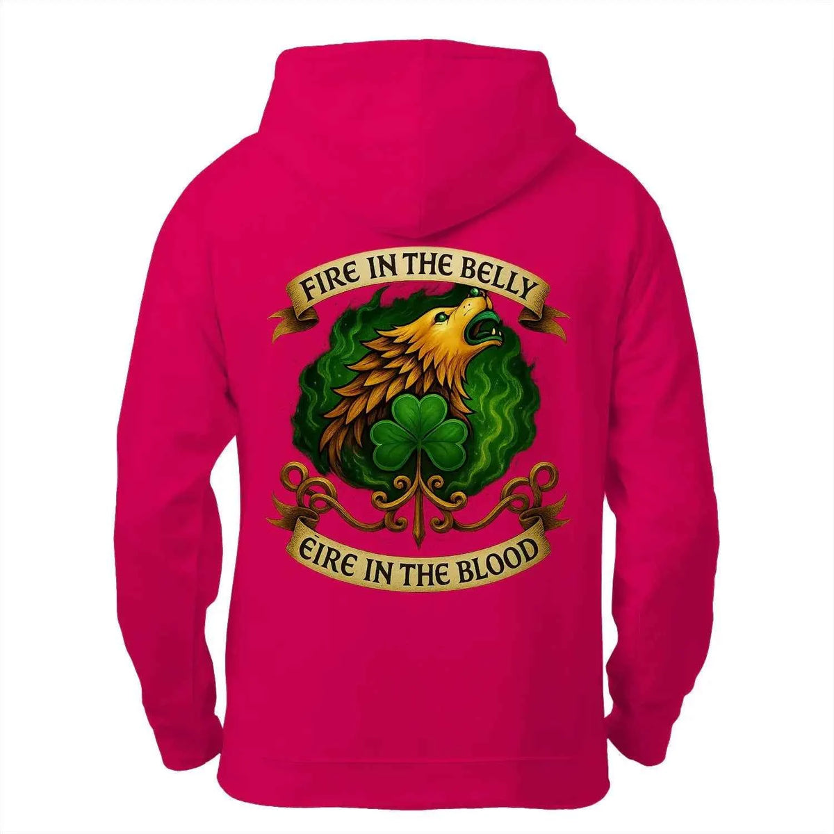 Irish Zip Hoodie - Fire in the Belly, Unisex Streetwear - Celtic Wolfwear