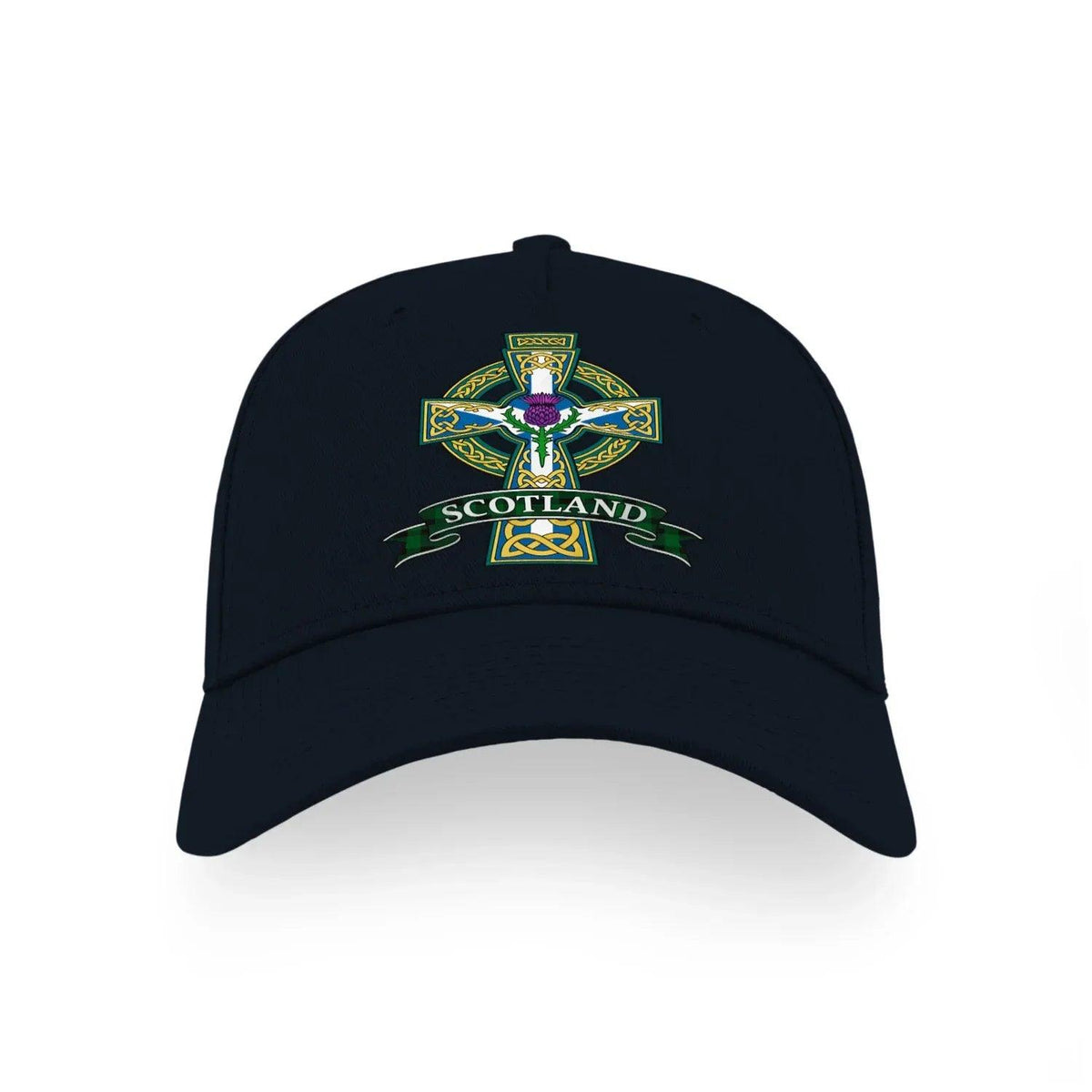 Navy baseball cap with Scotland Celtic cross front logo