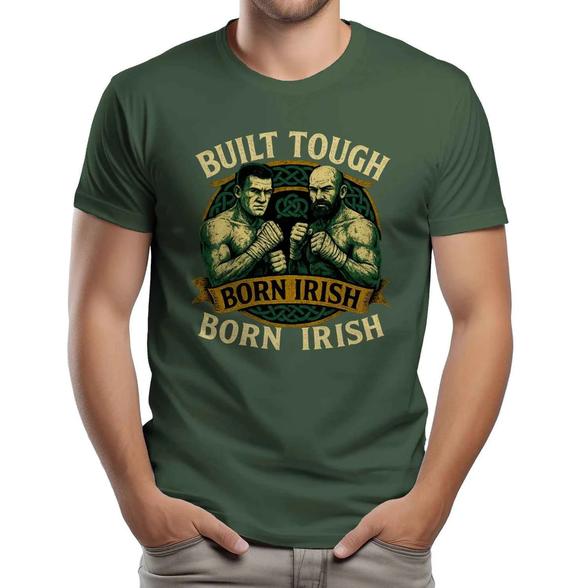 Irish T-Shirt - Born Built Tough, Unisex Matchday Wear - Celtic Wolfwear