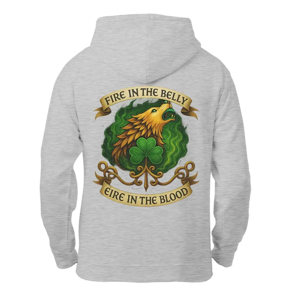 Irish Zip Hoodie - Fire in the Belly, Unisex Streetwear - Celtic Wolfwear