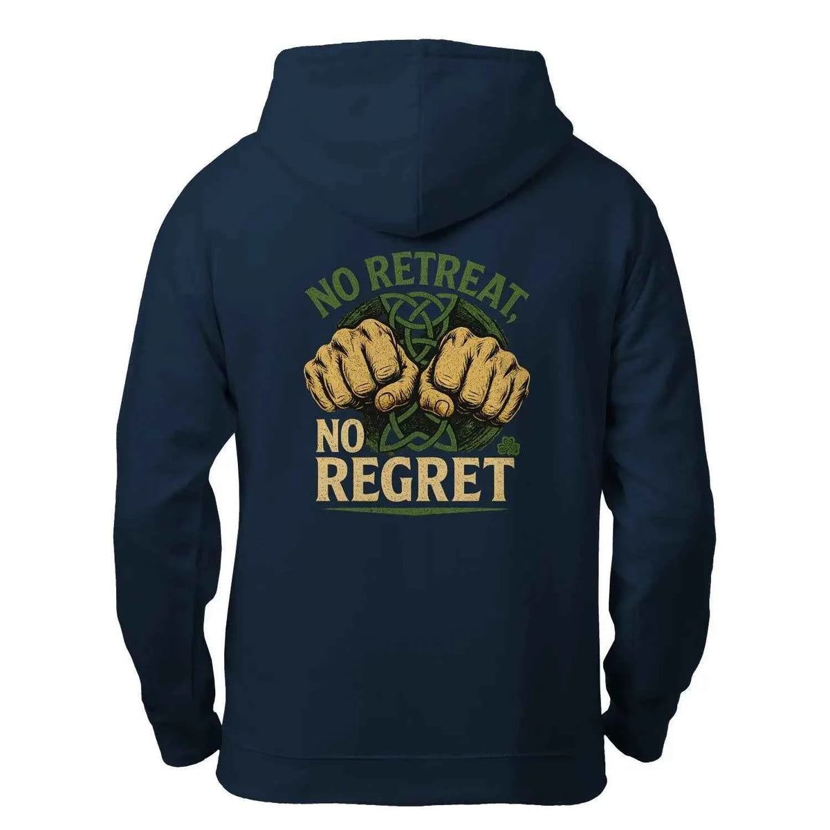Irish Zip Hoodie - No Retreat No Regret Unisex Streetwear - Celtic Wolfwear