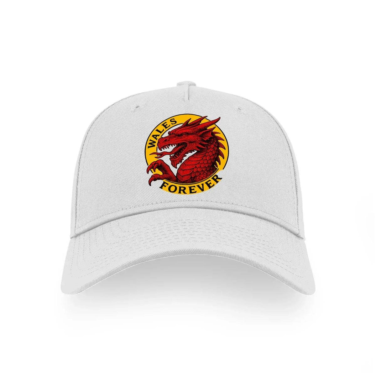 Light grey baseball cap with Wales dragon crest patch on the front.